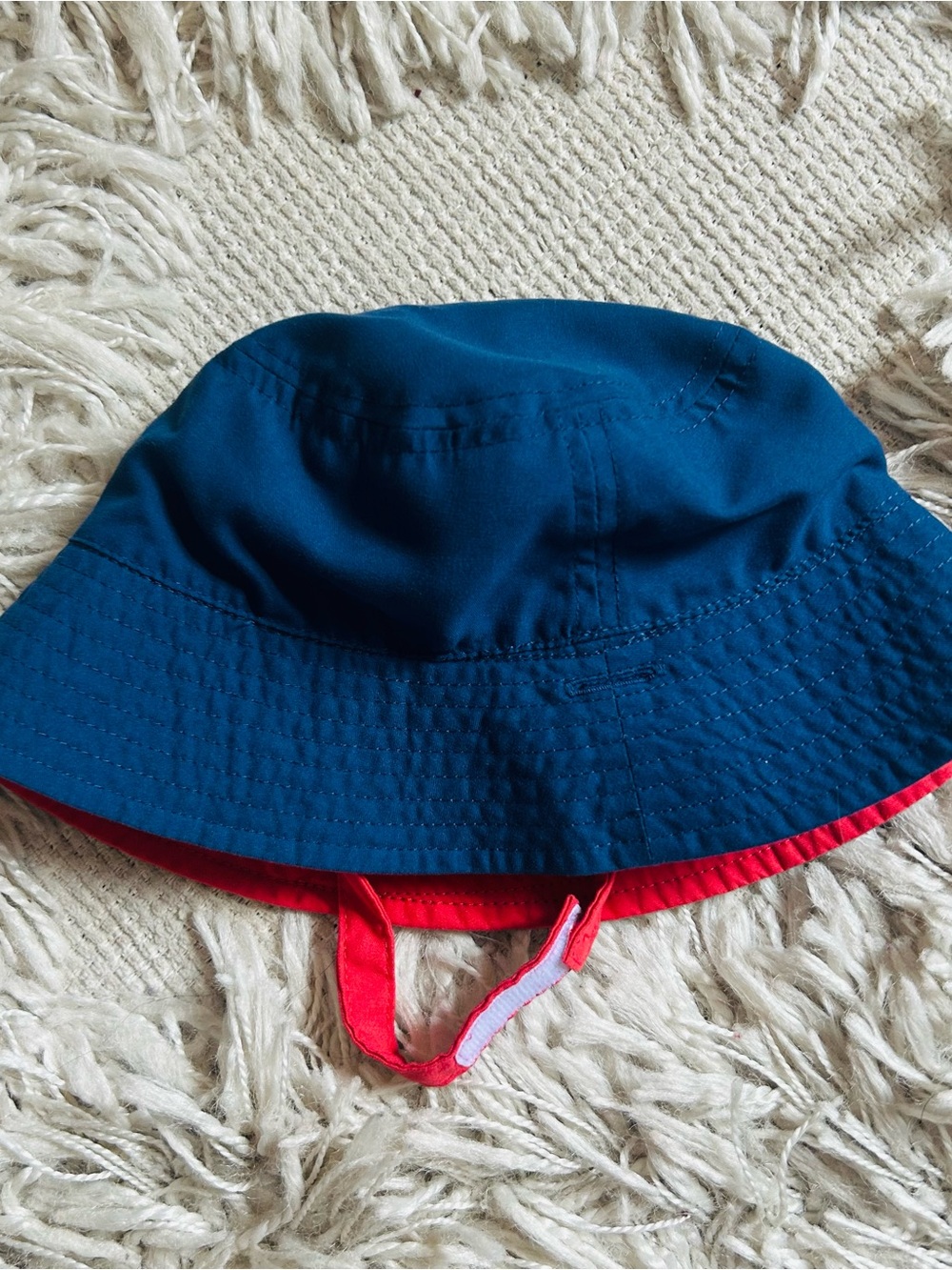 Reversible Navy and Red Kids Bucket Hat